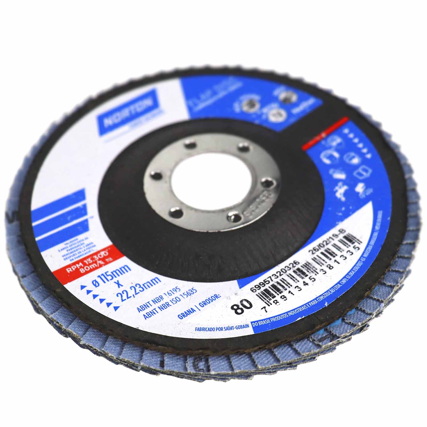 DISCO FLAP 115 X 22MM GR 80 FIBRA - NORTON OR