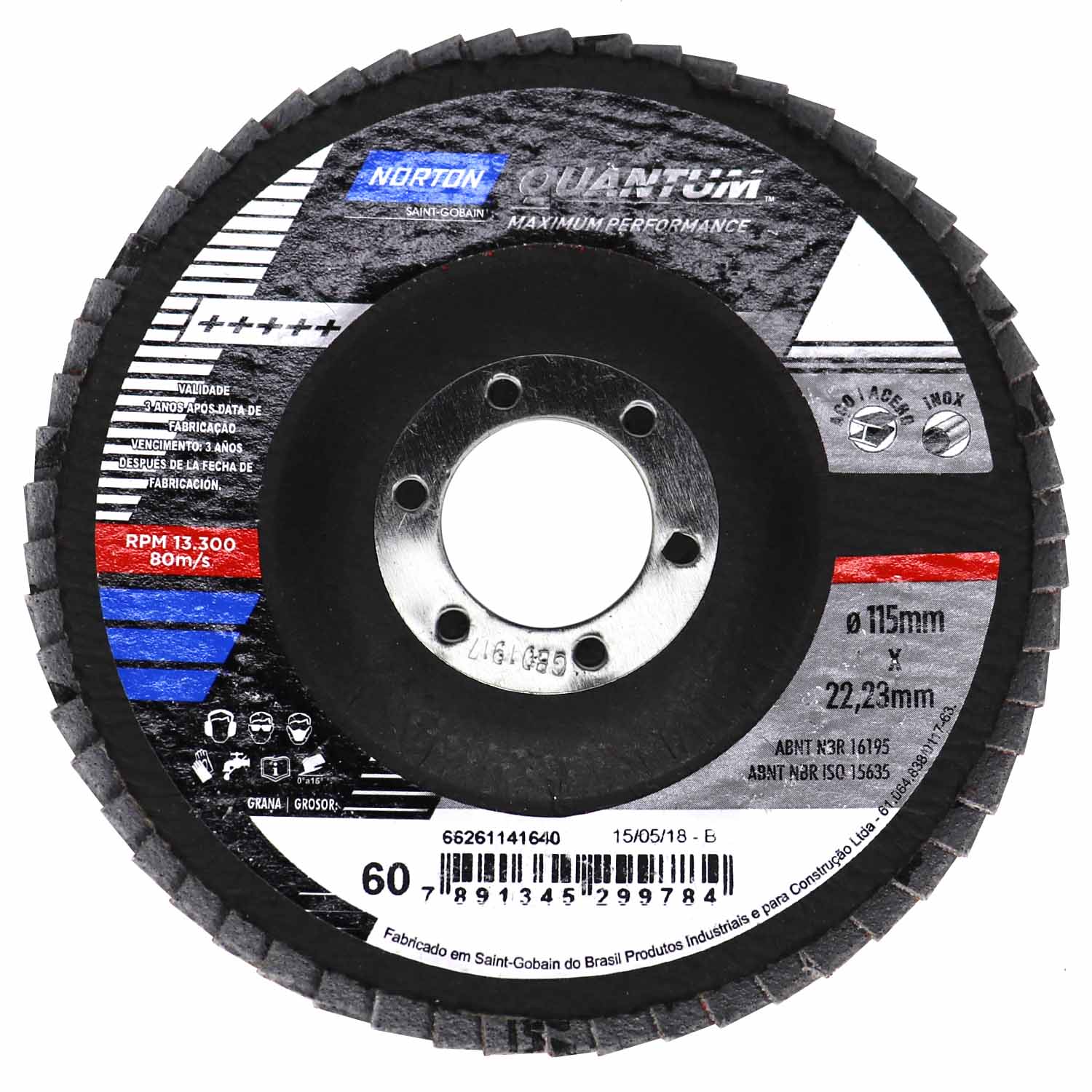DISCO FLAP 115 X 22MM GR 60 FIBRA - R996 QUANTUM
