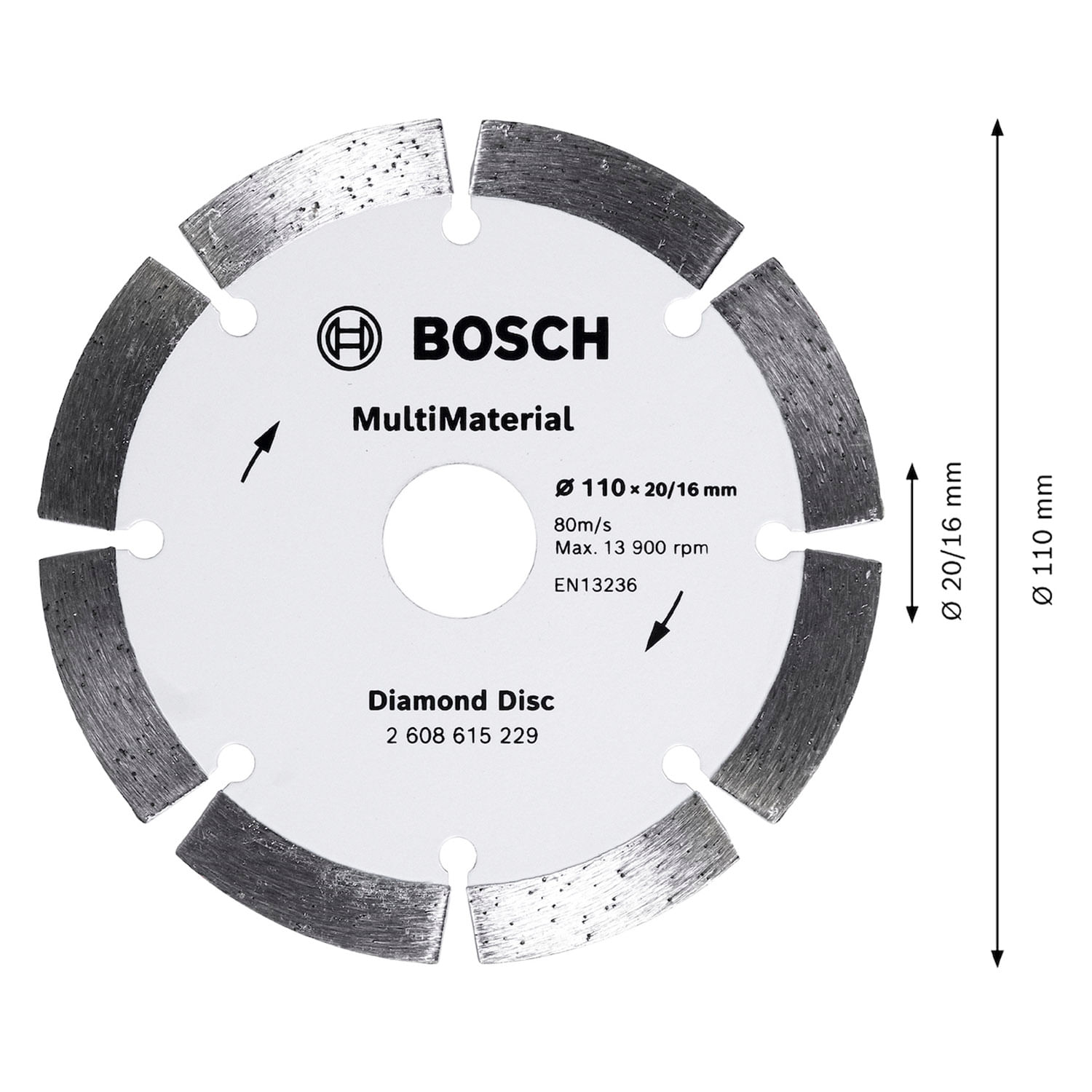 DISCO DIAMANTADO 110 X 20MM - SEGM. MULTIMATERIAL