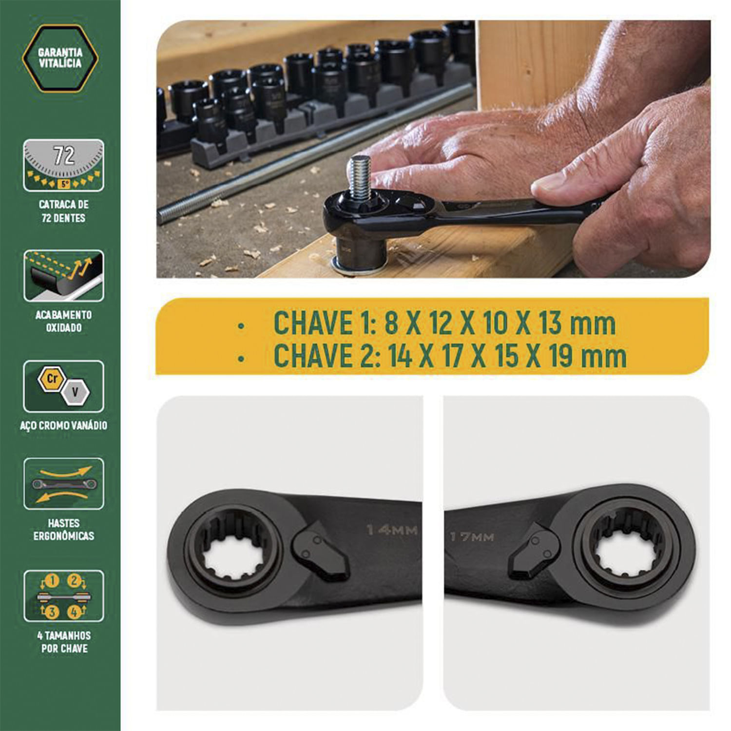 JOGO DE CHAVES QUADBOX X6 COM CATRACA RE